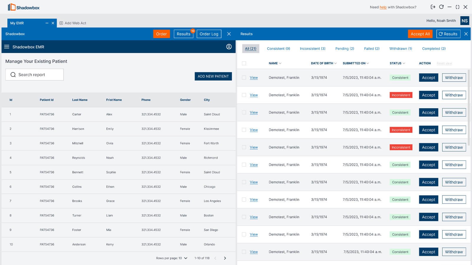 Figure 1.9 Results Split Screen